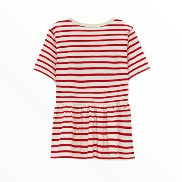 ZARA | Red & White | COMBINED PEPLUM T-SHIRT - Picture 3 of 8